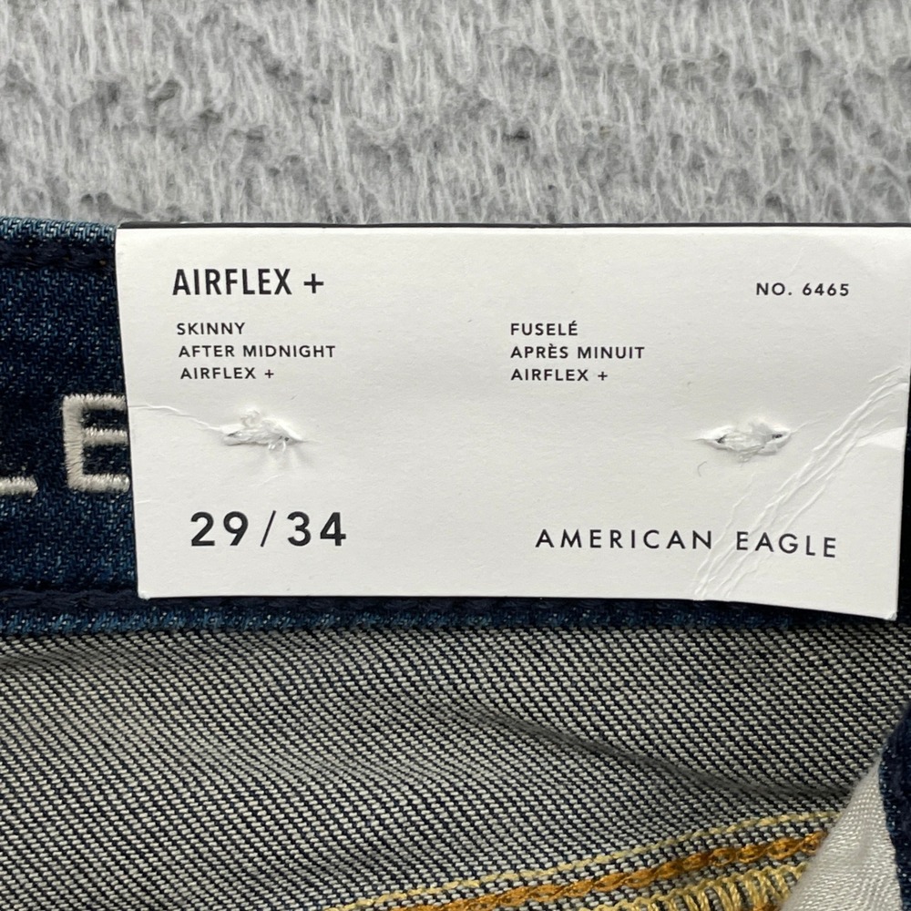 American Eagle Jeans Mens 29x34 Blue Airflex+ Skinny After Midnight Stretch - Picture 10 of 11